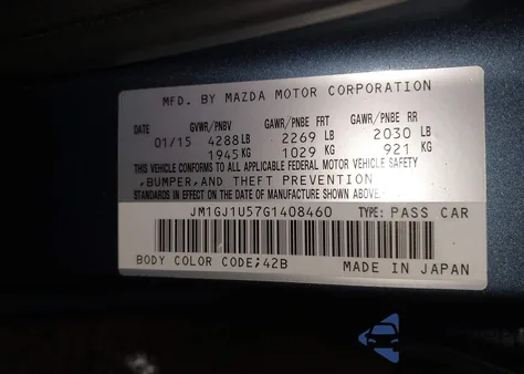 2016 Mazda Mazda6 I Sport from USA, damaged, VIN JM1GJ1U57G1408460